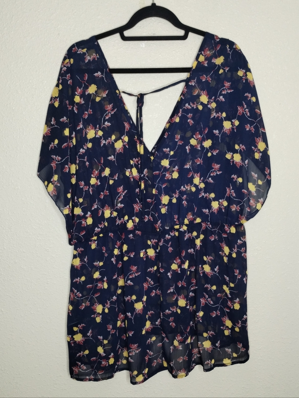 Torrid Navy Floral Chiffon Babydoll Top Plus Size 3X - Picture 4 of 7